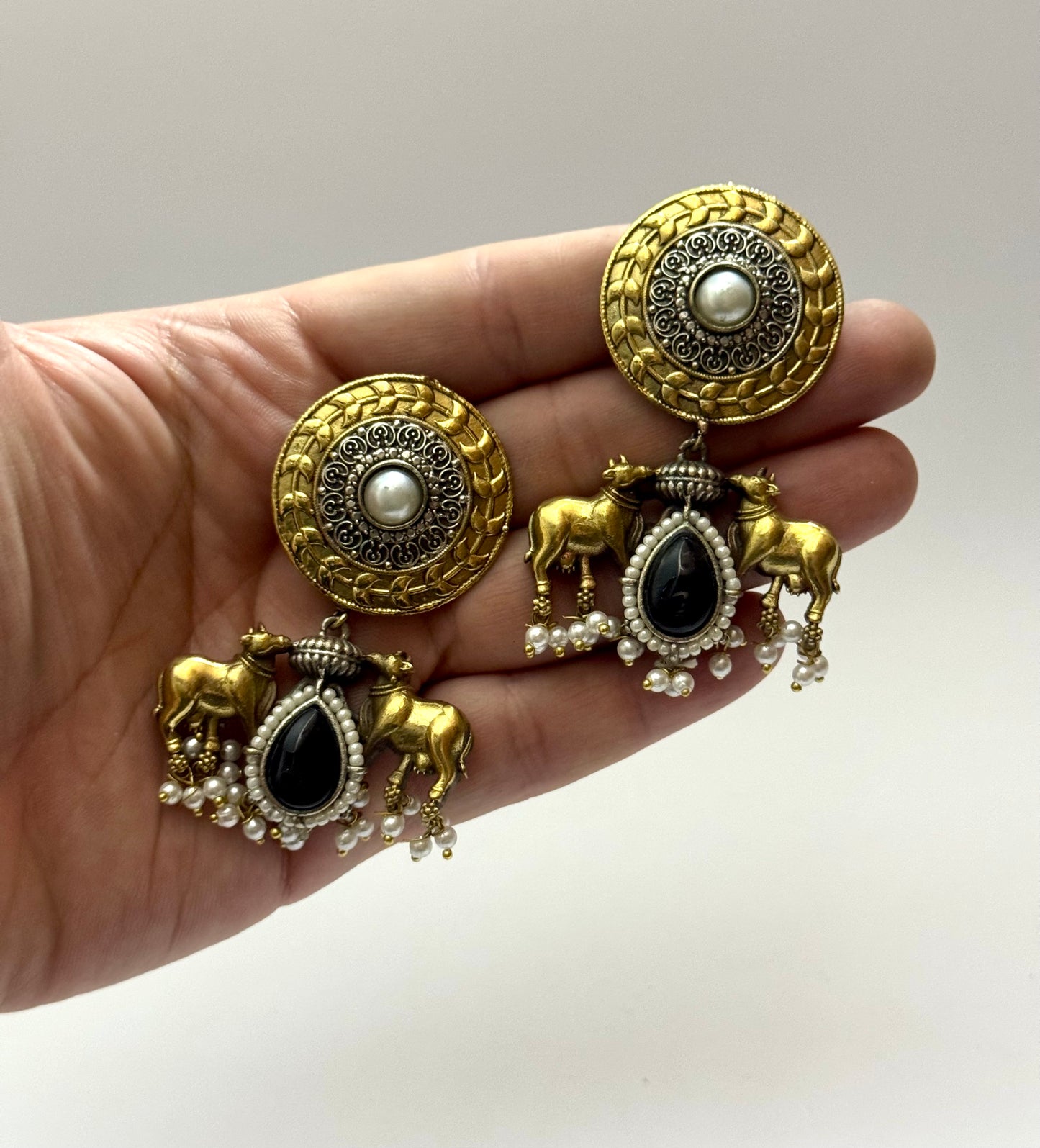 Premium Brass made Dual tone oxidised Earrings