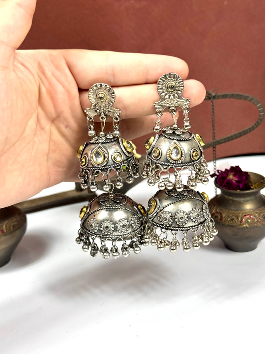 Oxidised Farida Jhumka