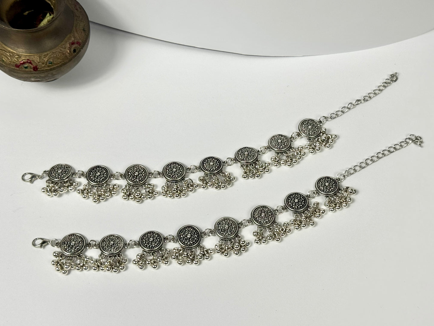 Oxidised German Silver Pazaib pair