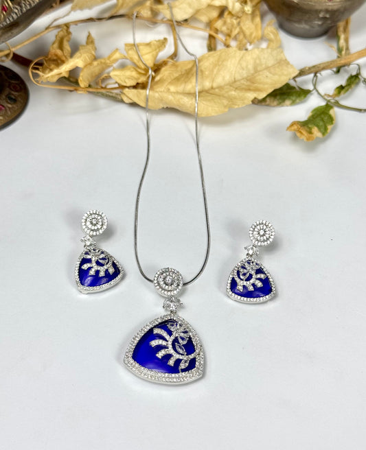 American Diamond 1 karat Pendant Set