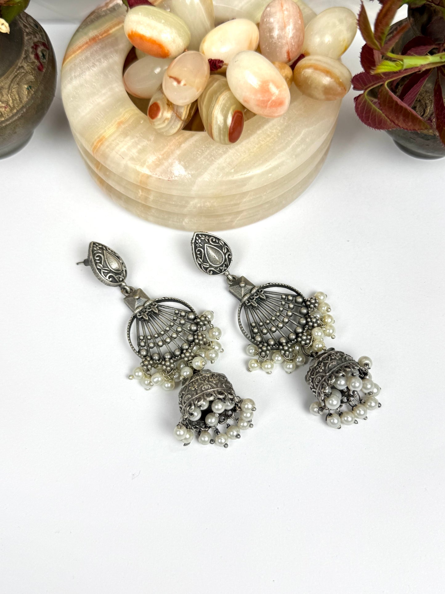 Brass made premium oxidised Jhumkas