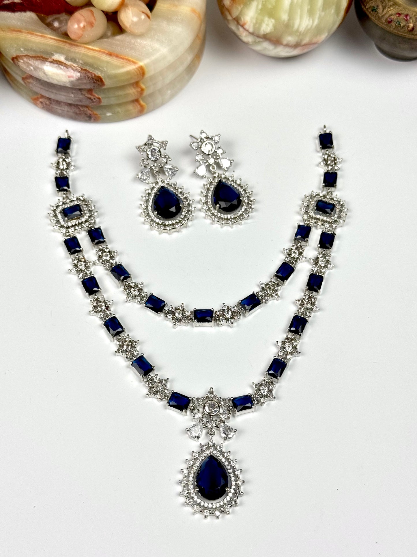 American Diamond 1karat Long Necklace Set