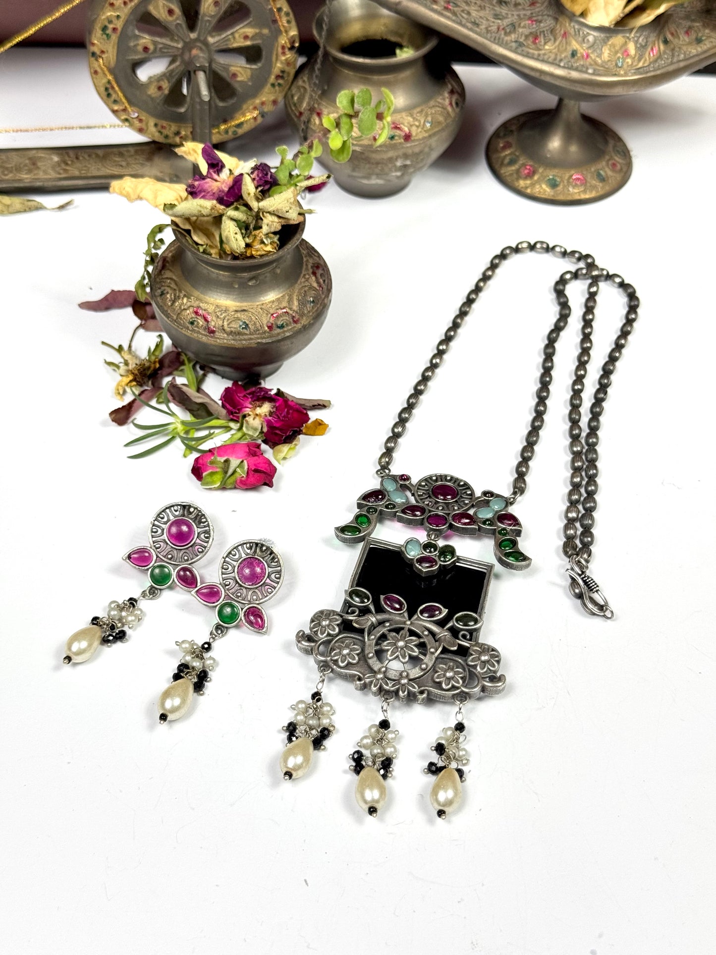 Premium Oxidised Shahi Brass made Mala set