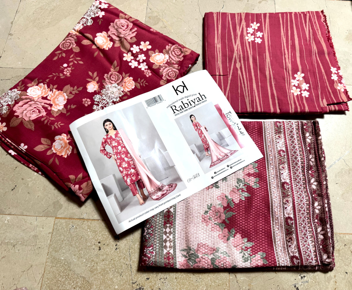 Libas-e-Shireen Original 3pcs Tawakal Embroidered viscose suit