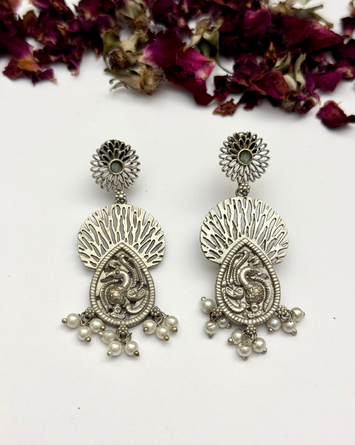 Premium oxidised Brass made Bird Earrings
