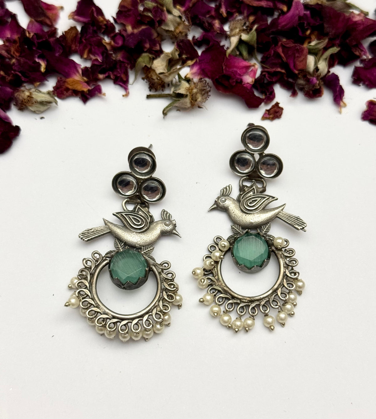 Premium oxidised Brass made Bird Earrings