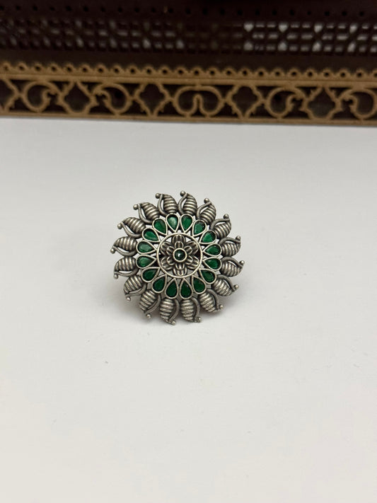 Premium Brass made oxidised Adjustable Ring
