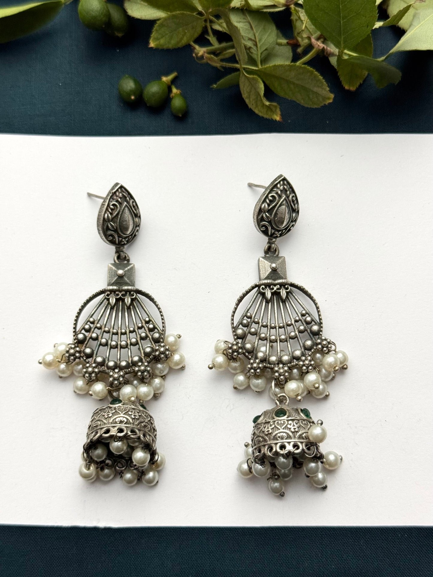 Brass made premium oxidised Jhumkas