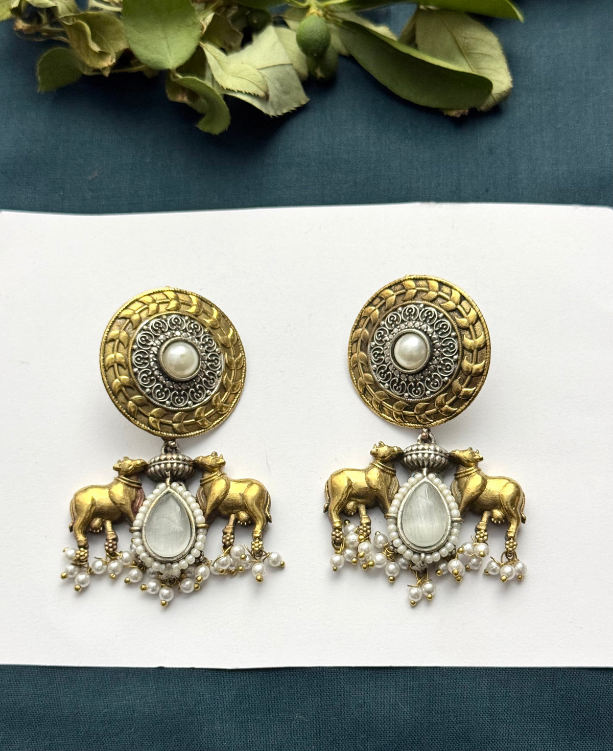 Premium Brass made Dual tone oxidised Earrings