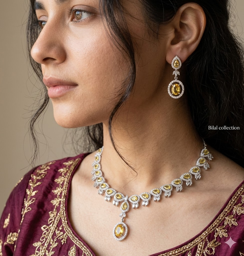 American Diamond 1 karat Necklace set