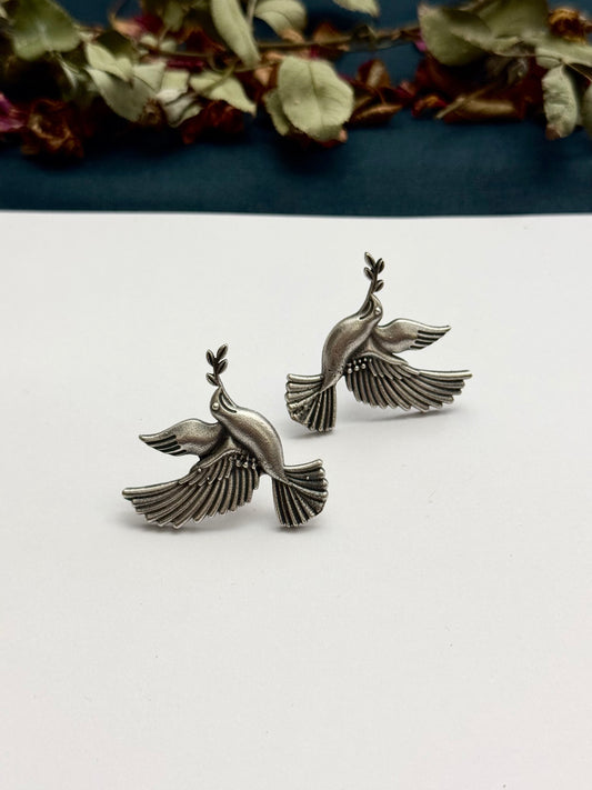 Premium Brass made oxidised Bird Earrings