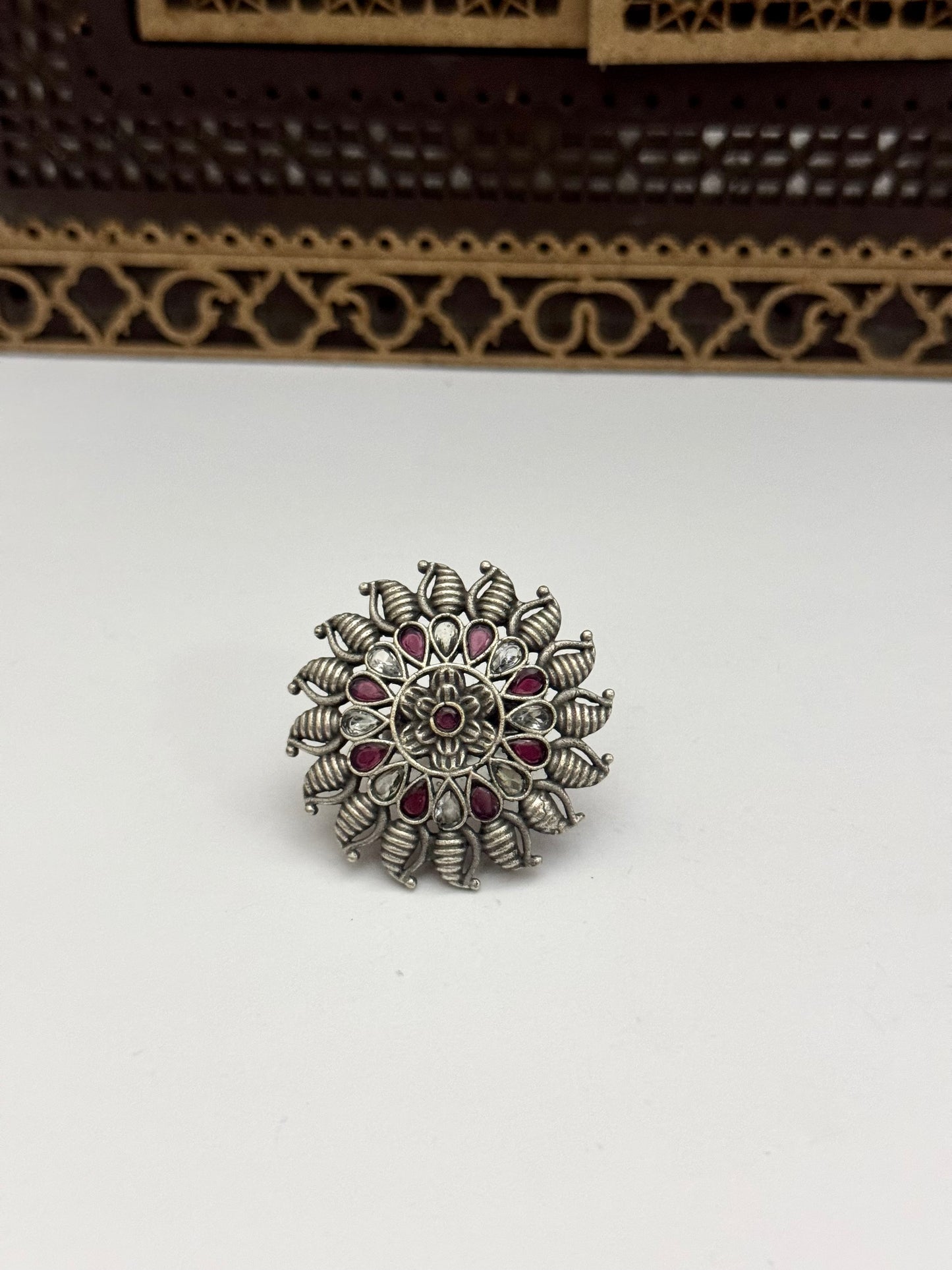 Premium Brass made oxidised Adjustable Ring