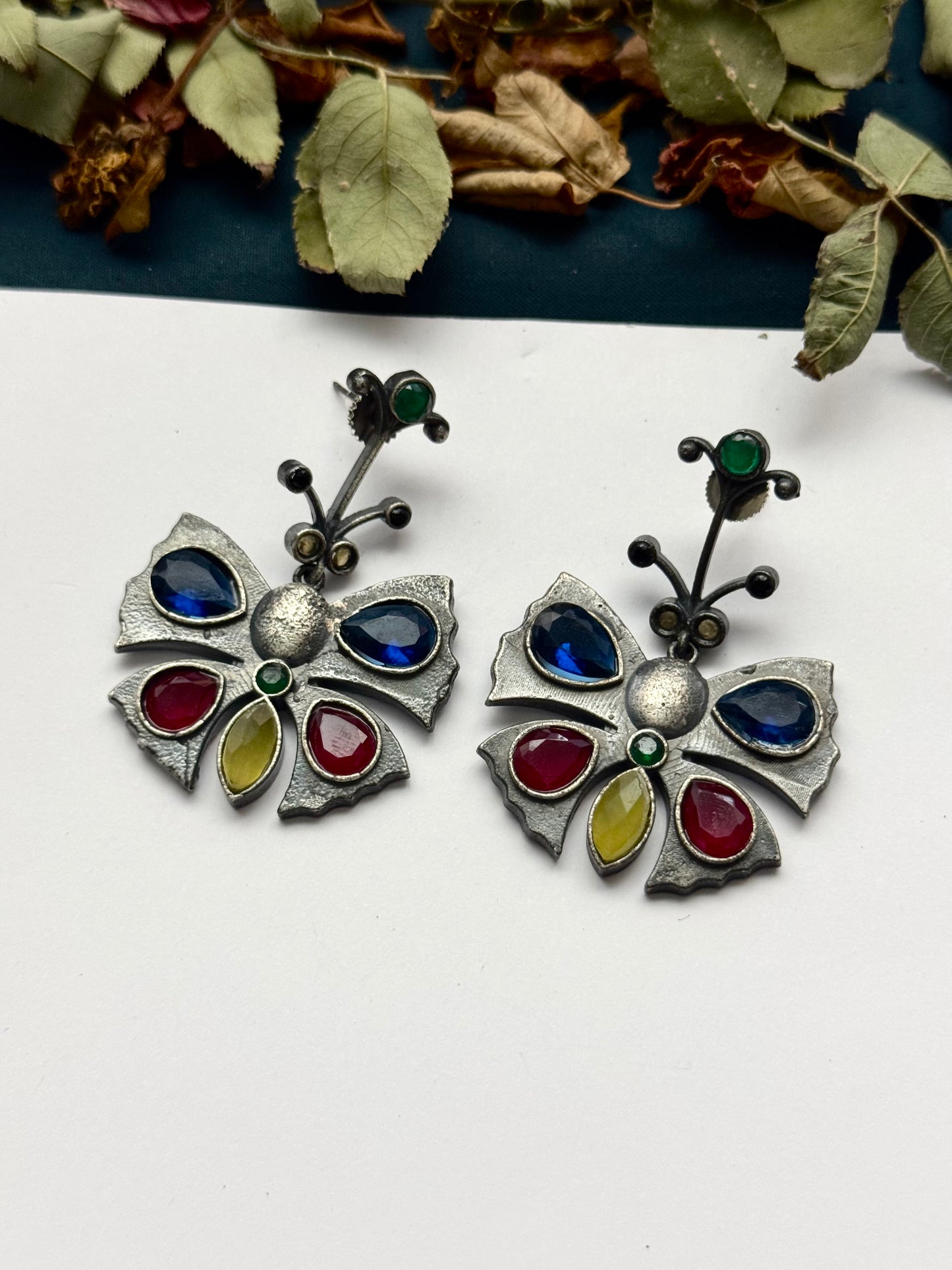Premium Oxidised Brass Made Butterfly Earrings