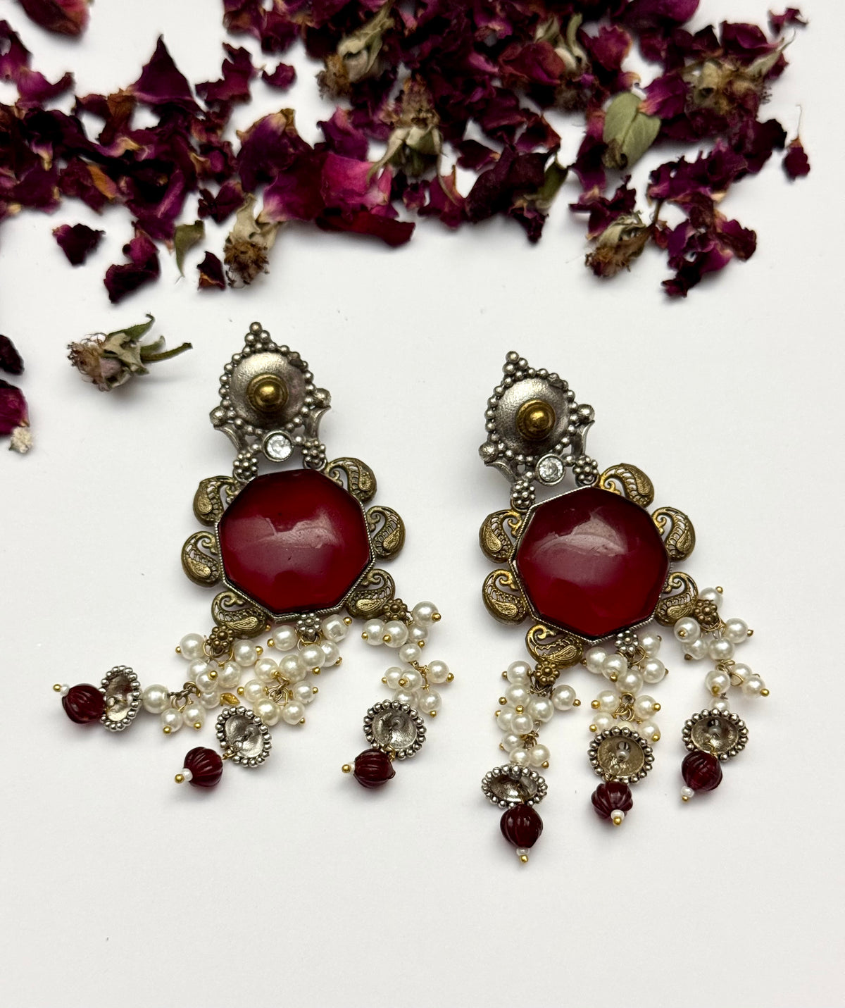 Premium oxidised Brass made Dual tone designer Earrings