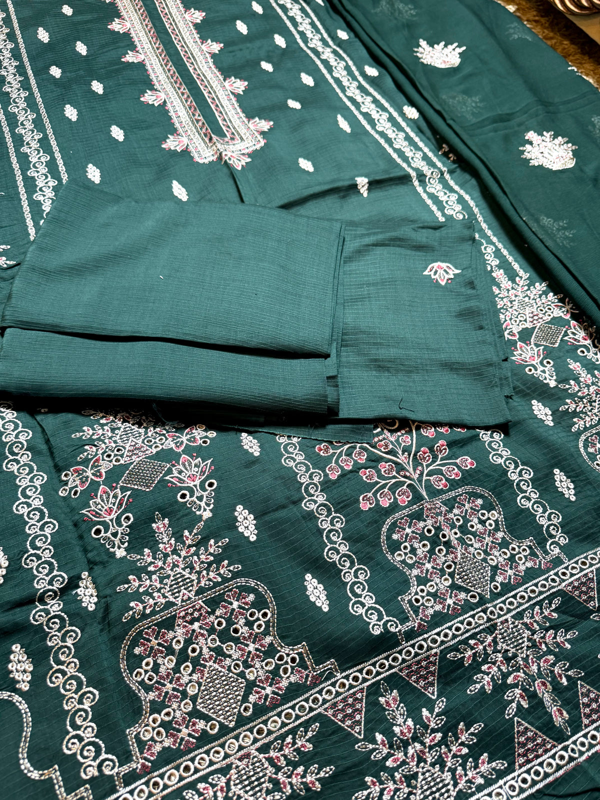Libas-e-Shireen A+ Quality orignal Khadder 3 Pcs Embroidered Suit