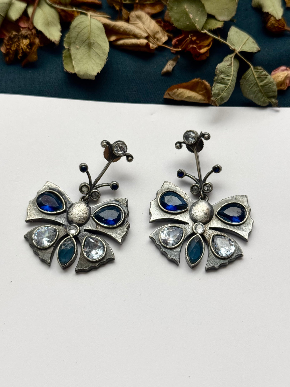 Premium Oxidised Brass Made Butterfly Earrings