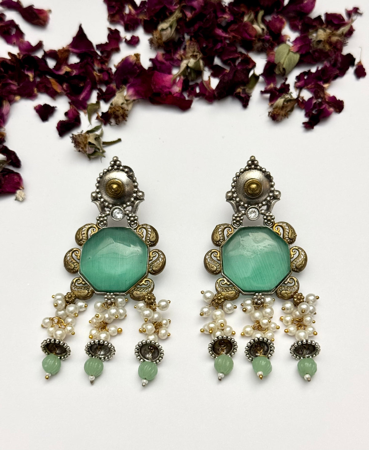 Premium oxidised Brass made Dual tone designer Earrings