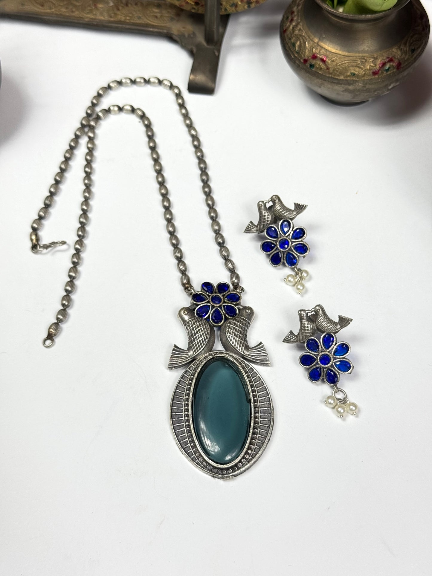 Premium Oxidised Heer Set Brass made