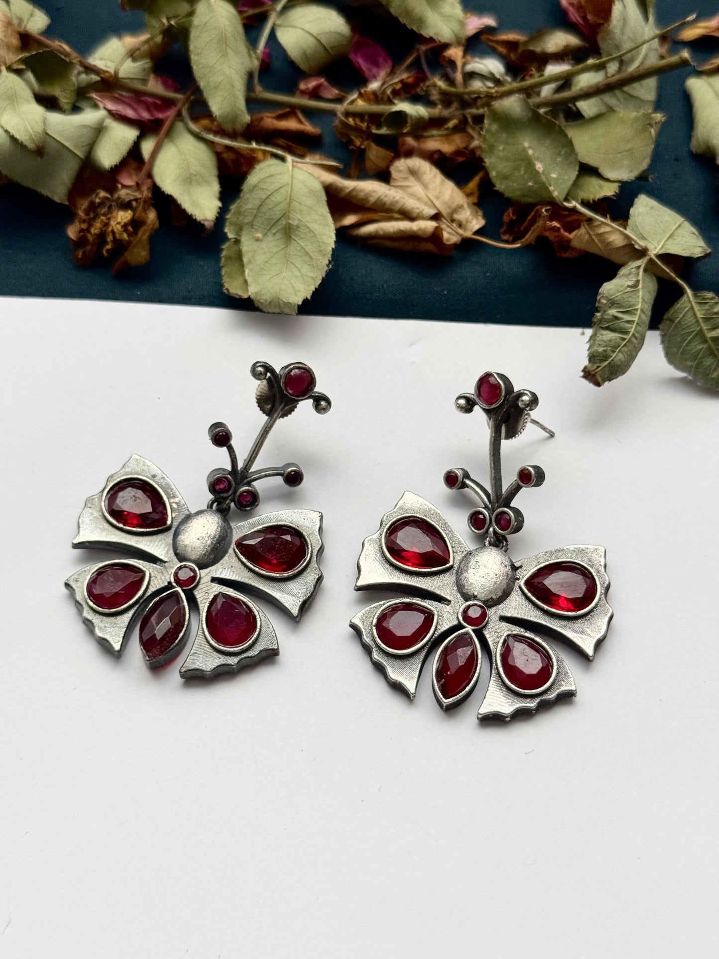 Premium Oxidised Brass Made Butterfly Earrings