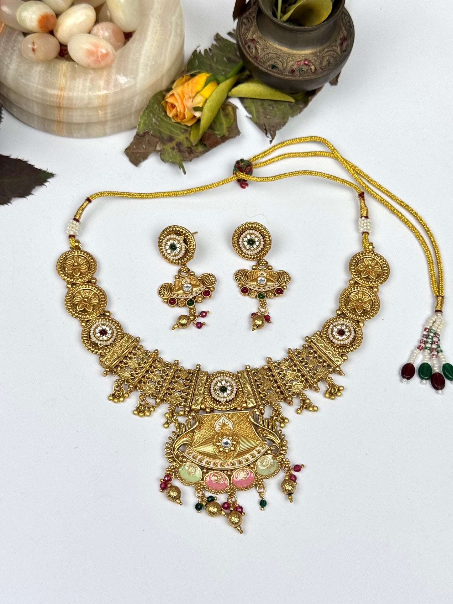 Rajwadi Brass Made Designer Necklace set