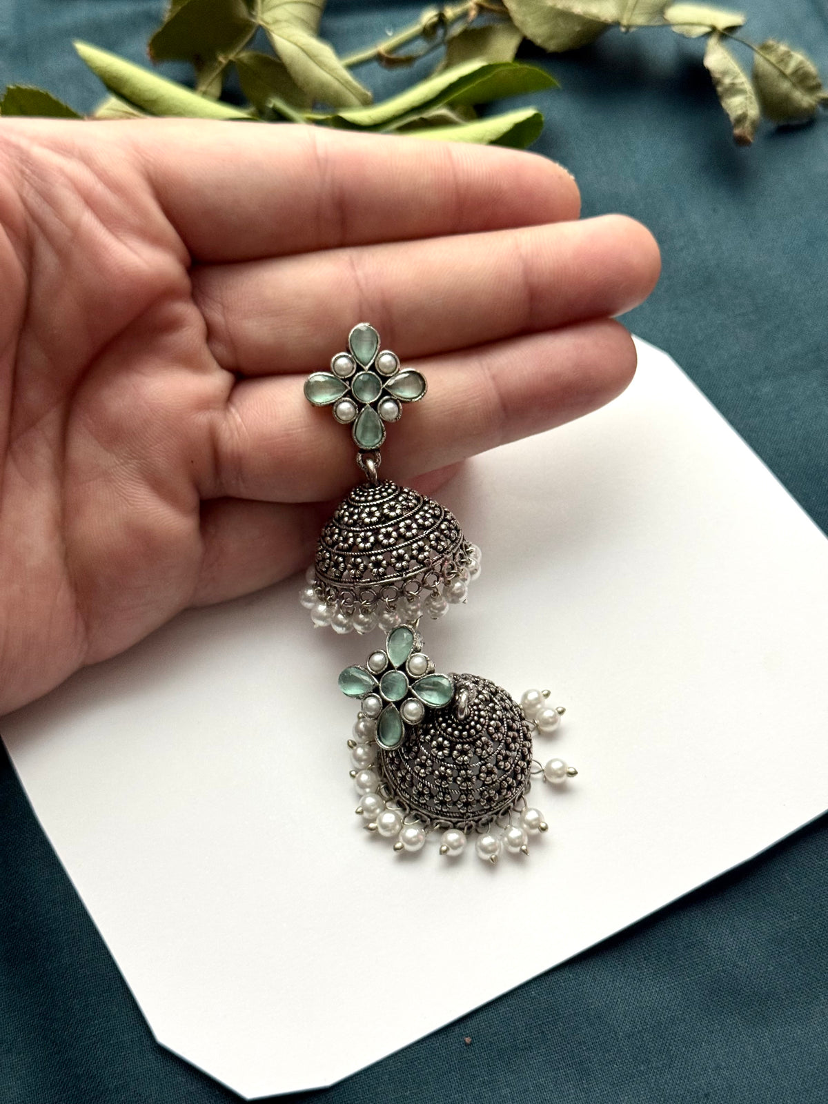 Premium Brass made oxidised jhumka