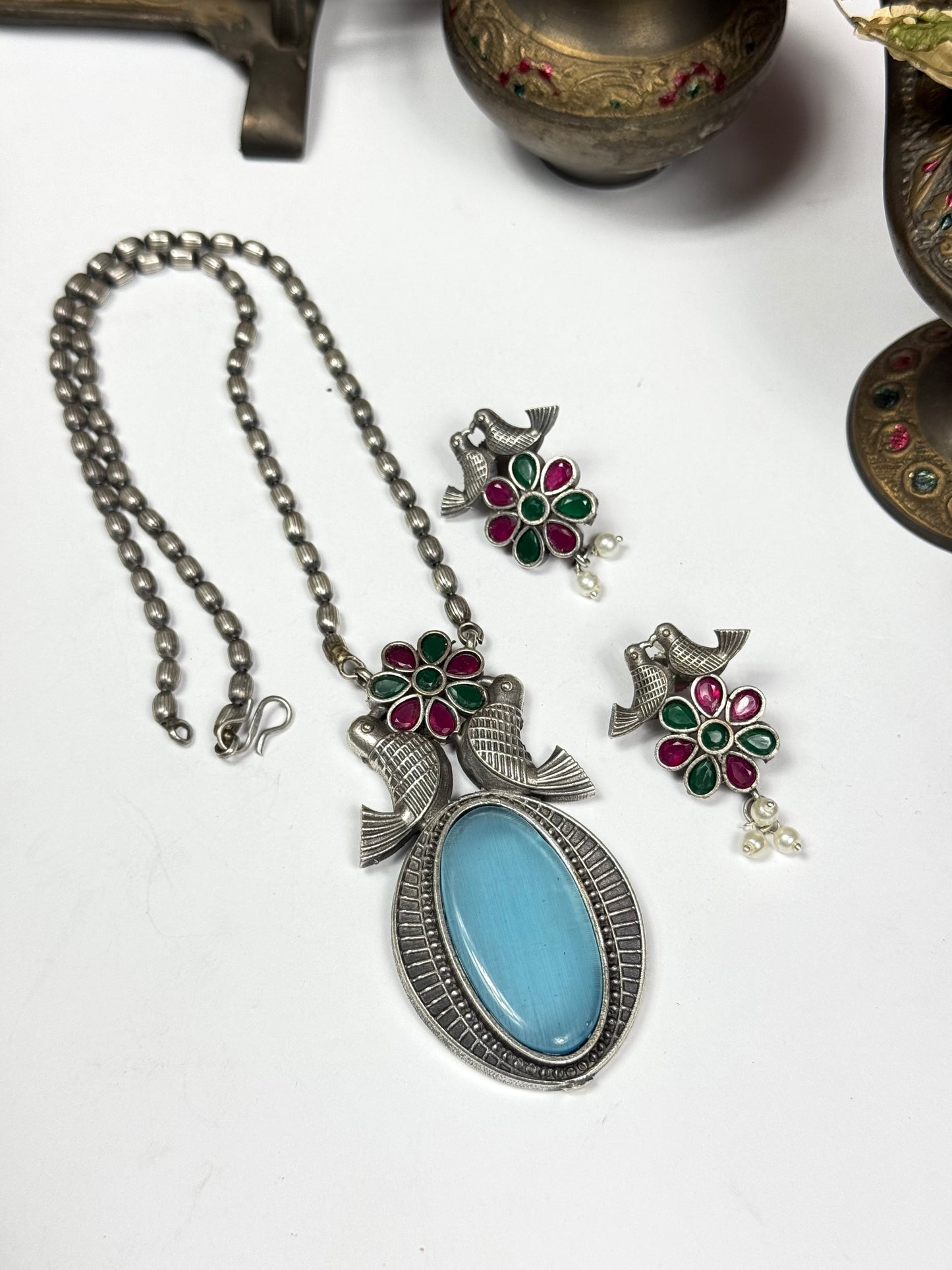 Premium Oxidised Heer Set Brass made