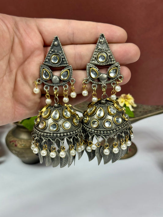 Oxidised Babra Kundn Jhumka