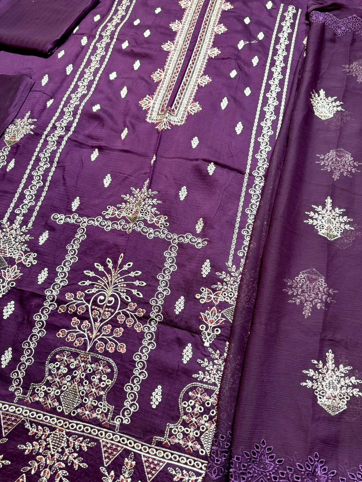 Libas-e-Shireen A+ Quality orignal Khadder 3 Pcs Embroidered Suit