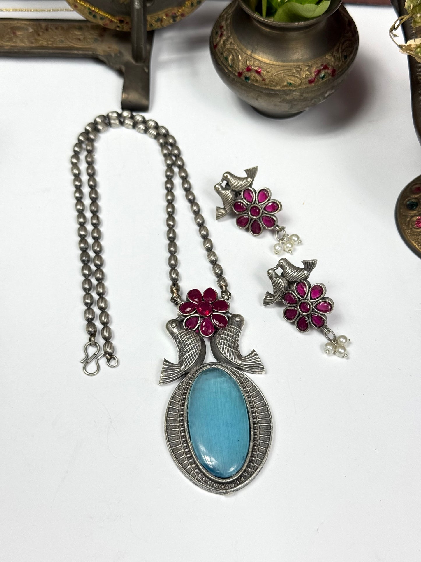 Premium Oxidised Heer Set Brass made