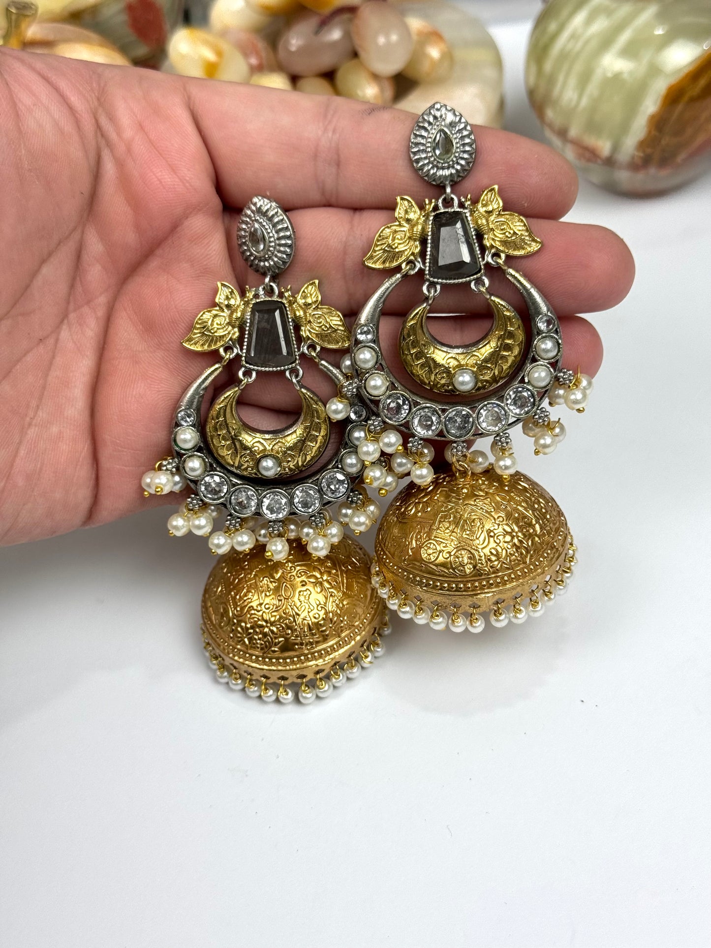 Premium Brass made oxidised Jhumkas