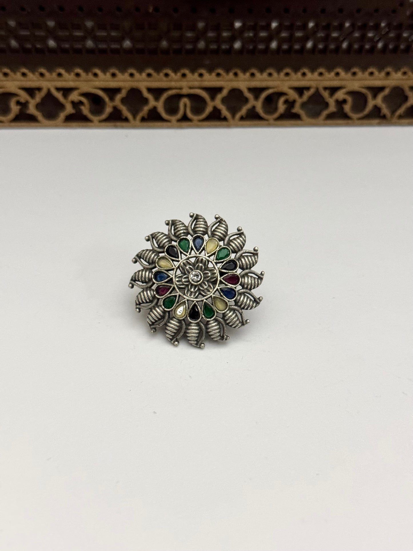 Premium Brass made oxidised Adjustable Ring
