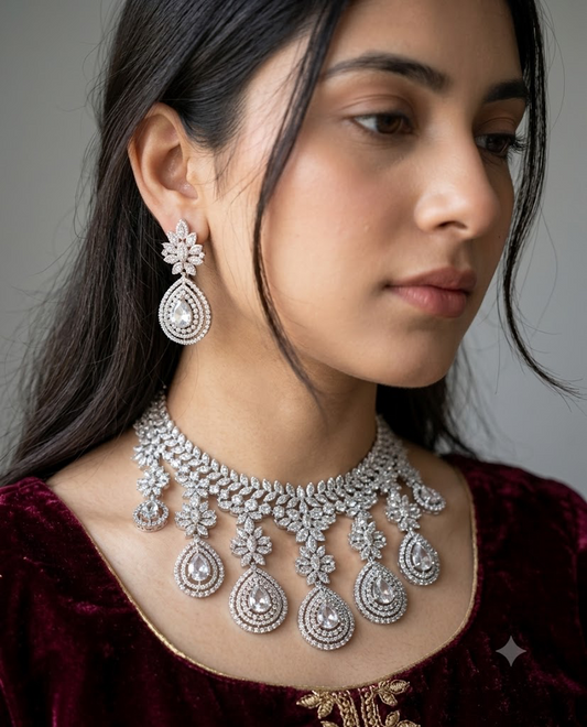 American Diamond 1 karat Necklace set