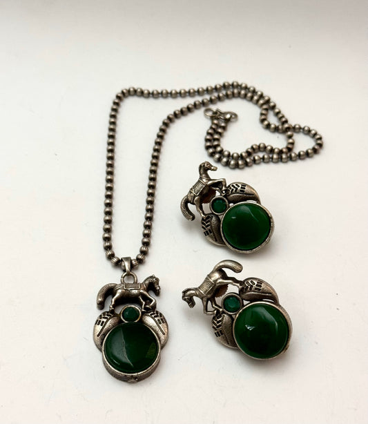 Premium Oxidised Mughal Pendnat set brass made