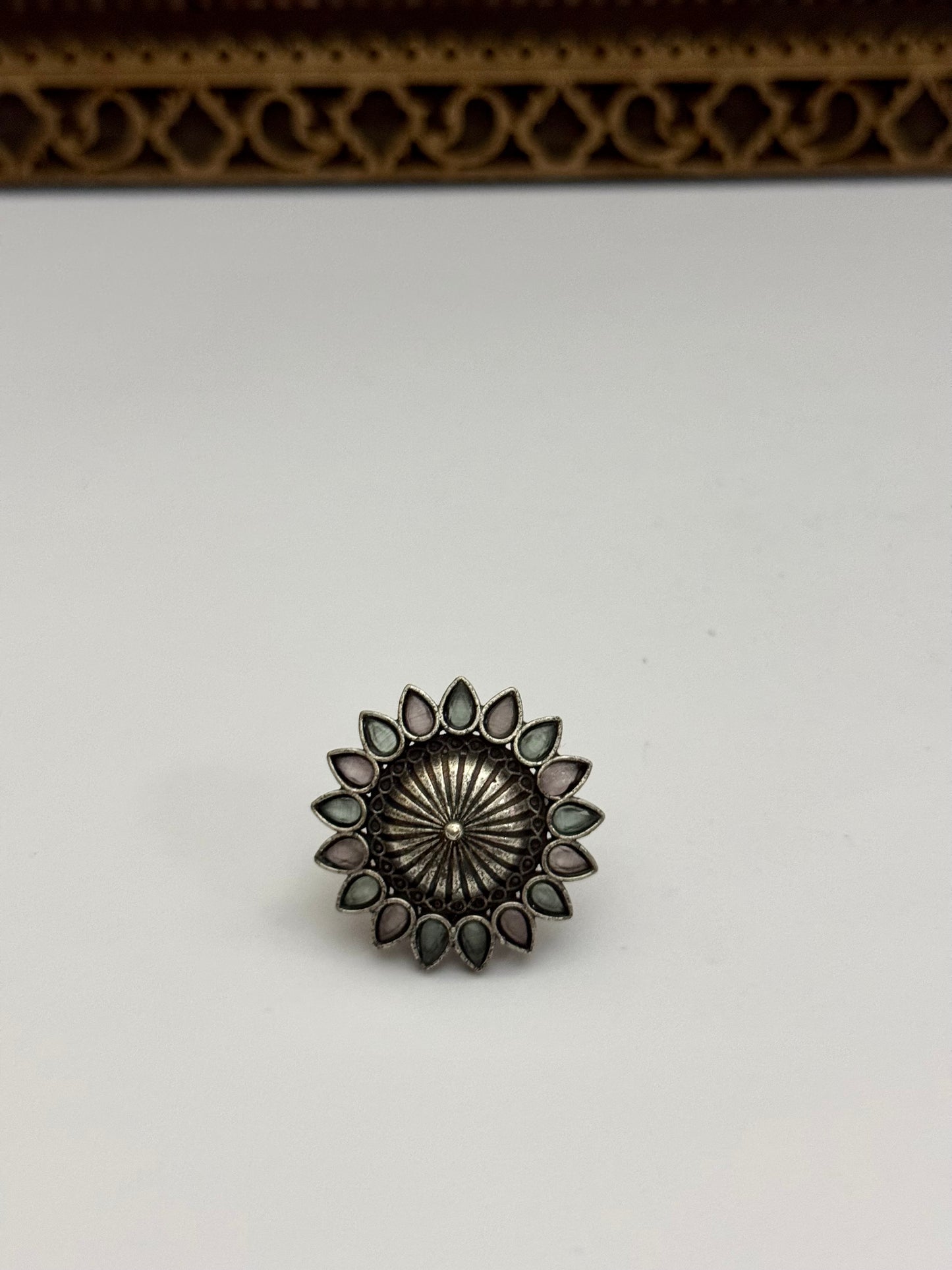 Premium Brass made oxidised Adjustable Ring