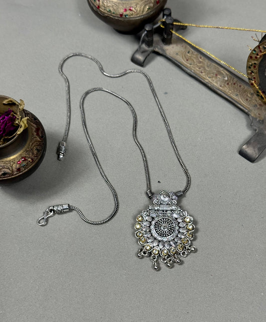 Oxidised Nagina Pendant