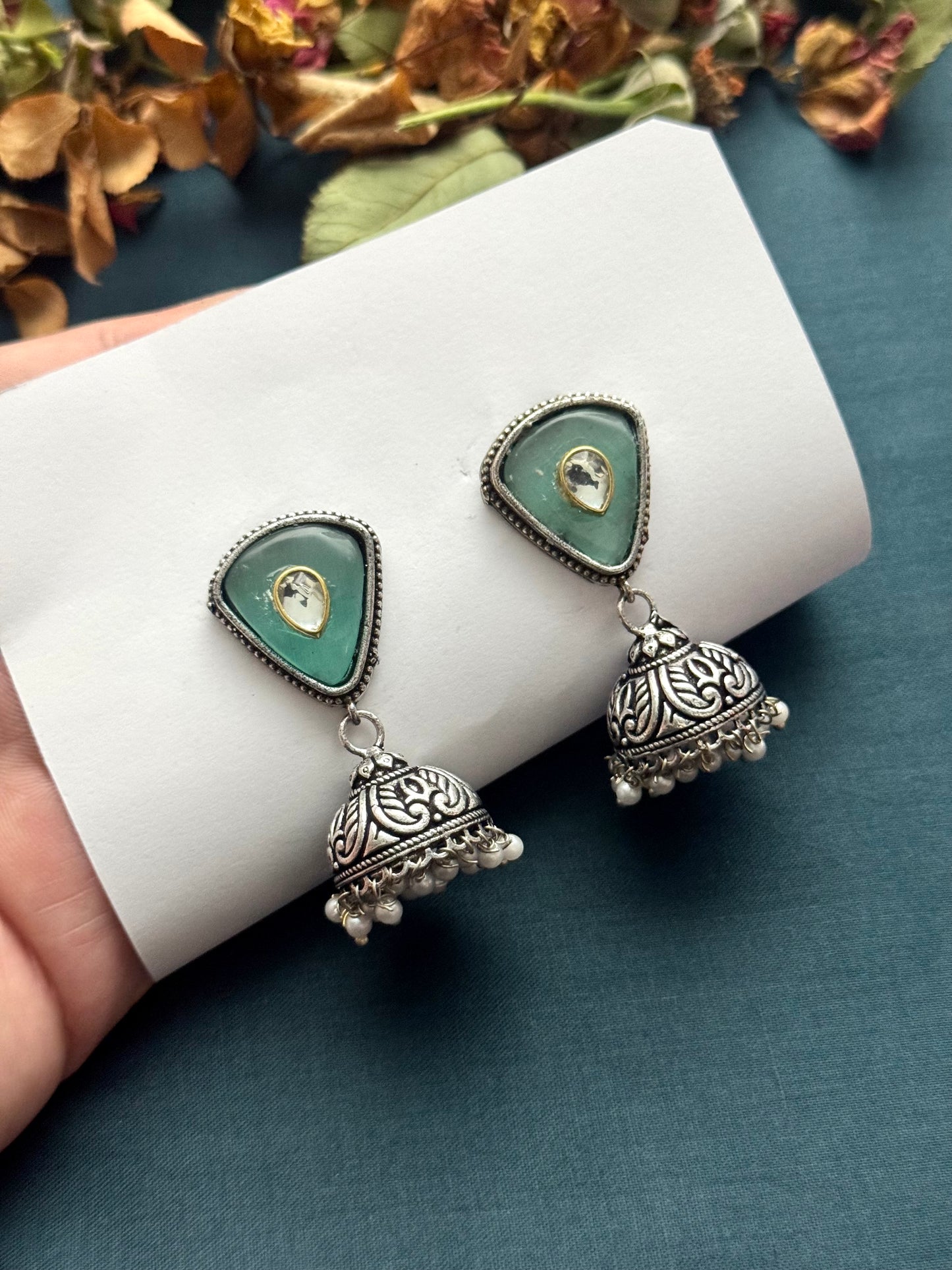Premium brass made oxidised Jhumka