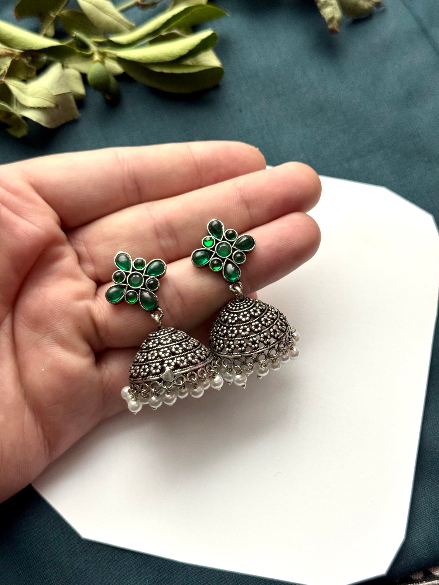 Premium Brass made oxidised jhumka