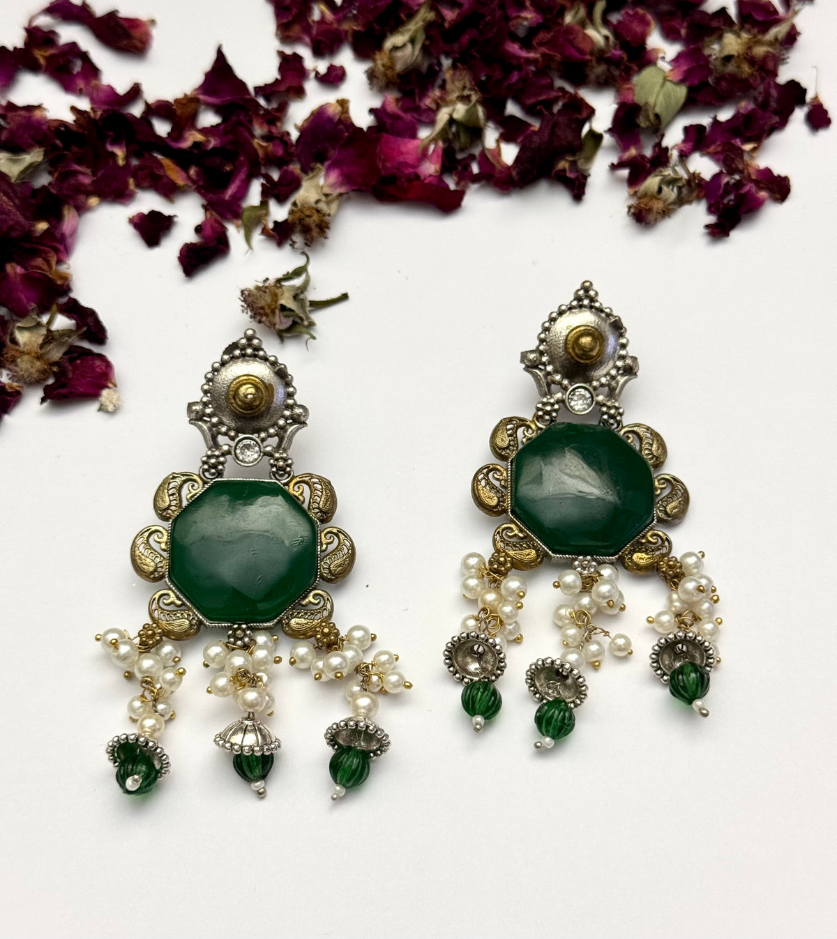 Premium oxidised Brass made Dual tone designer Earrings