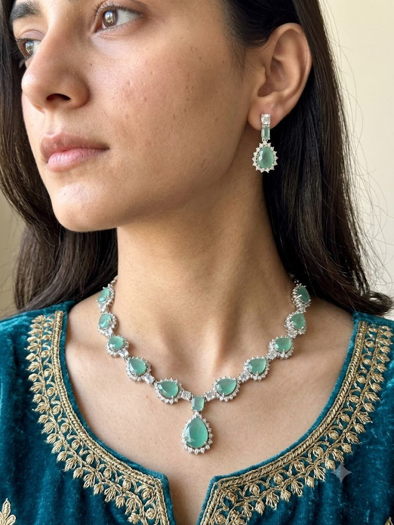 American Diamond 1 karat Necklace Set