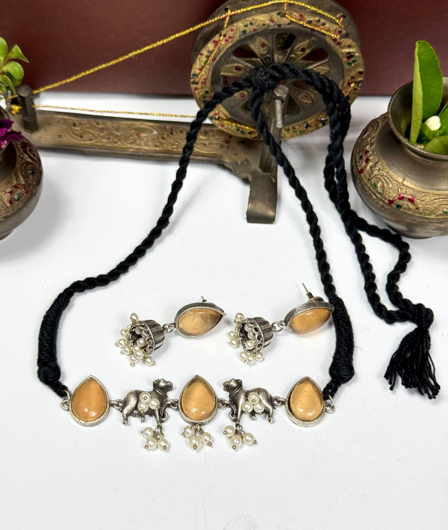 Premium Oxidised Choker set brass made