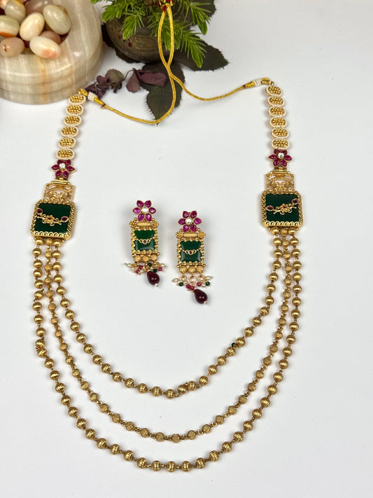 Rajwadi Brass Made Designer Mala set