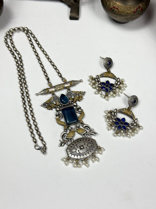 Premium Oxidised Roshni Mala Set Brass Made