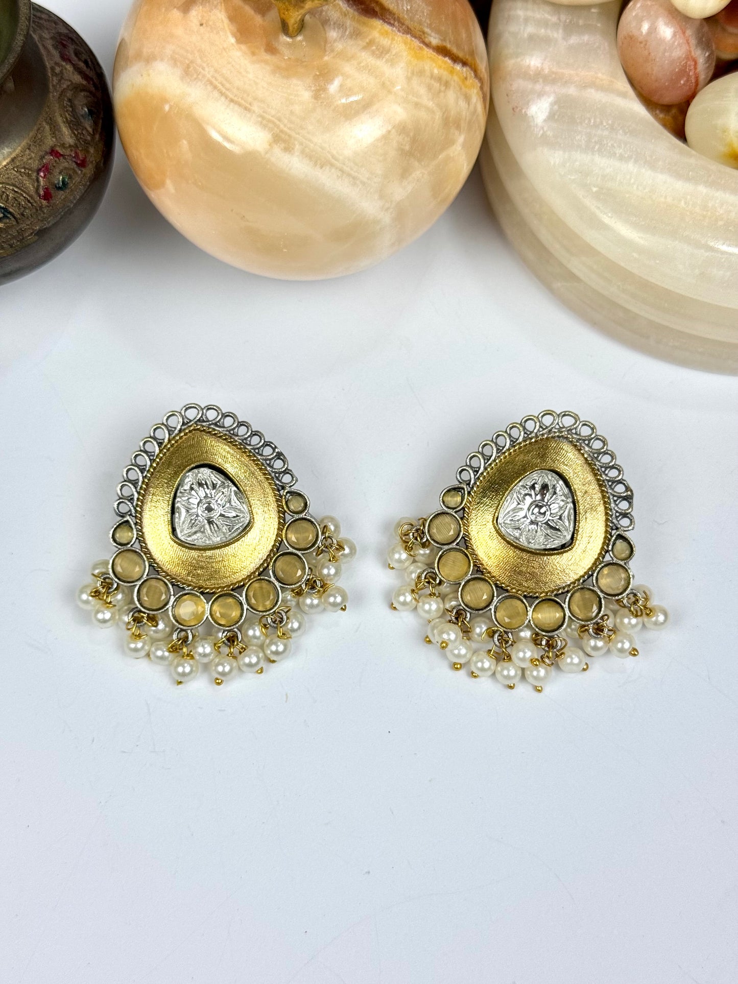 Premium Brass Made Oxidised Dual tone Studs