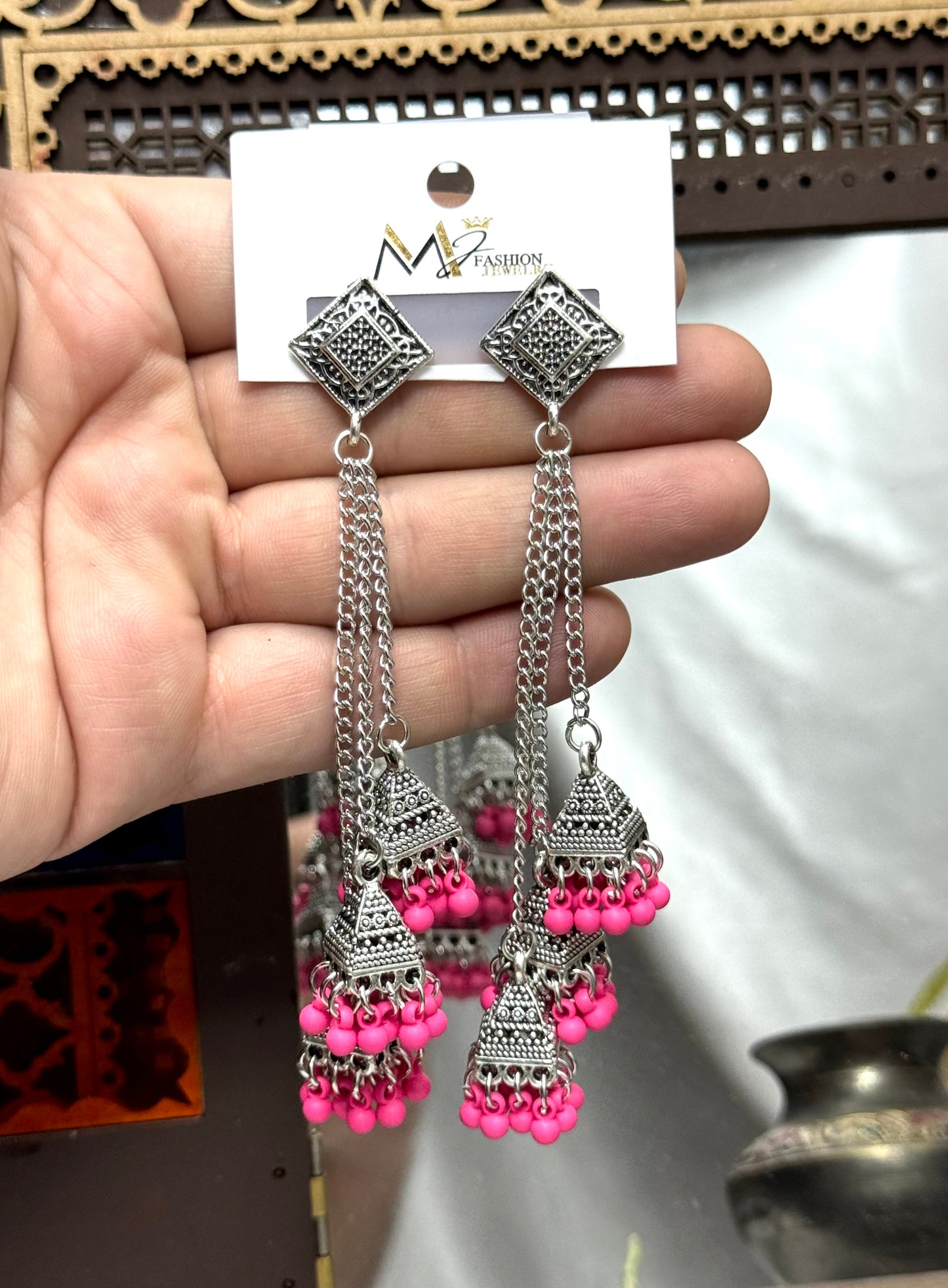 Oxidised Triple Earrings