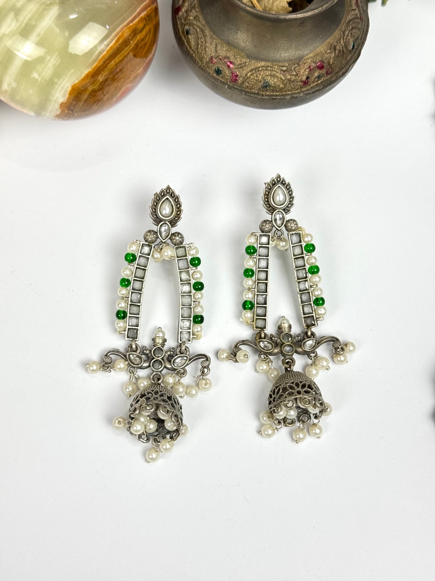 Premium Brass Made Oxidised Jhumka