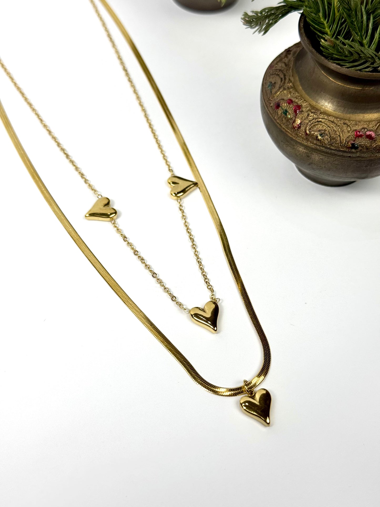 Stainless steel double chain pendant