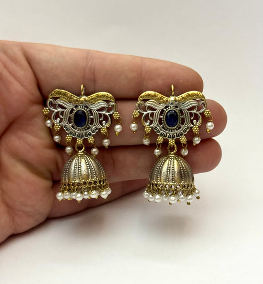 Premium Dual tone Oxidised Brass Made jhumka
