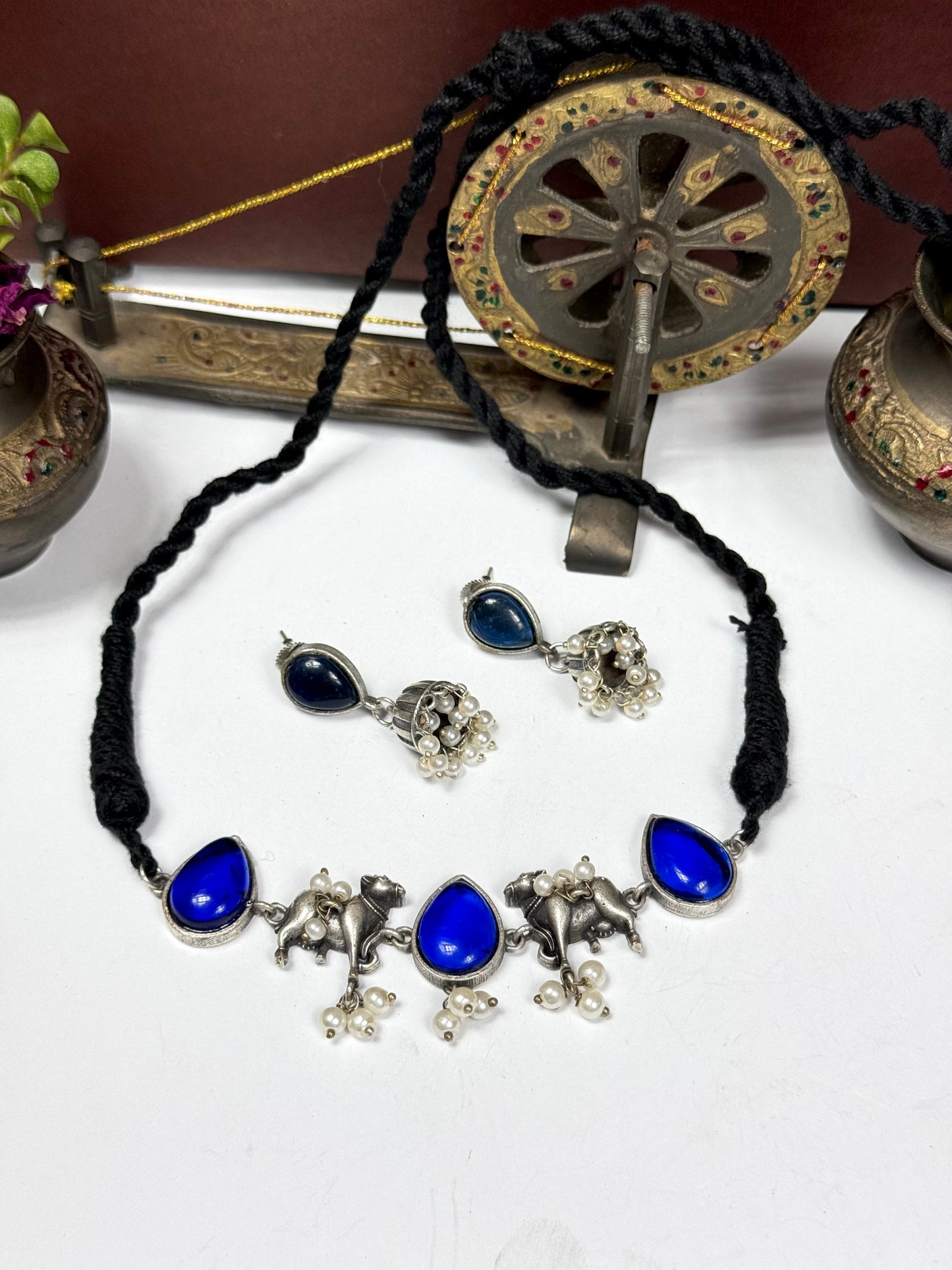 Premium Oxidised Choker set brass made