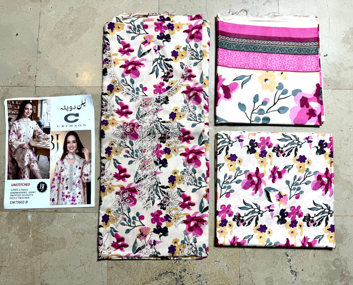 Libas-e-Shireen A+ Quality linen Replica 3pcs Embroidered Suit