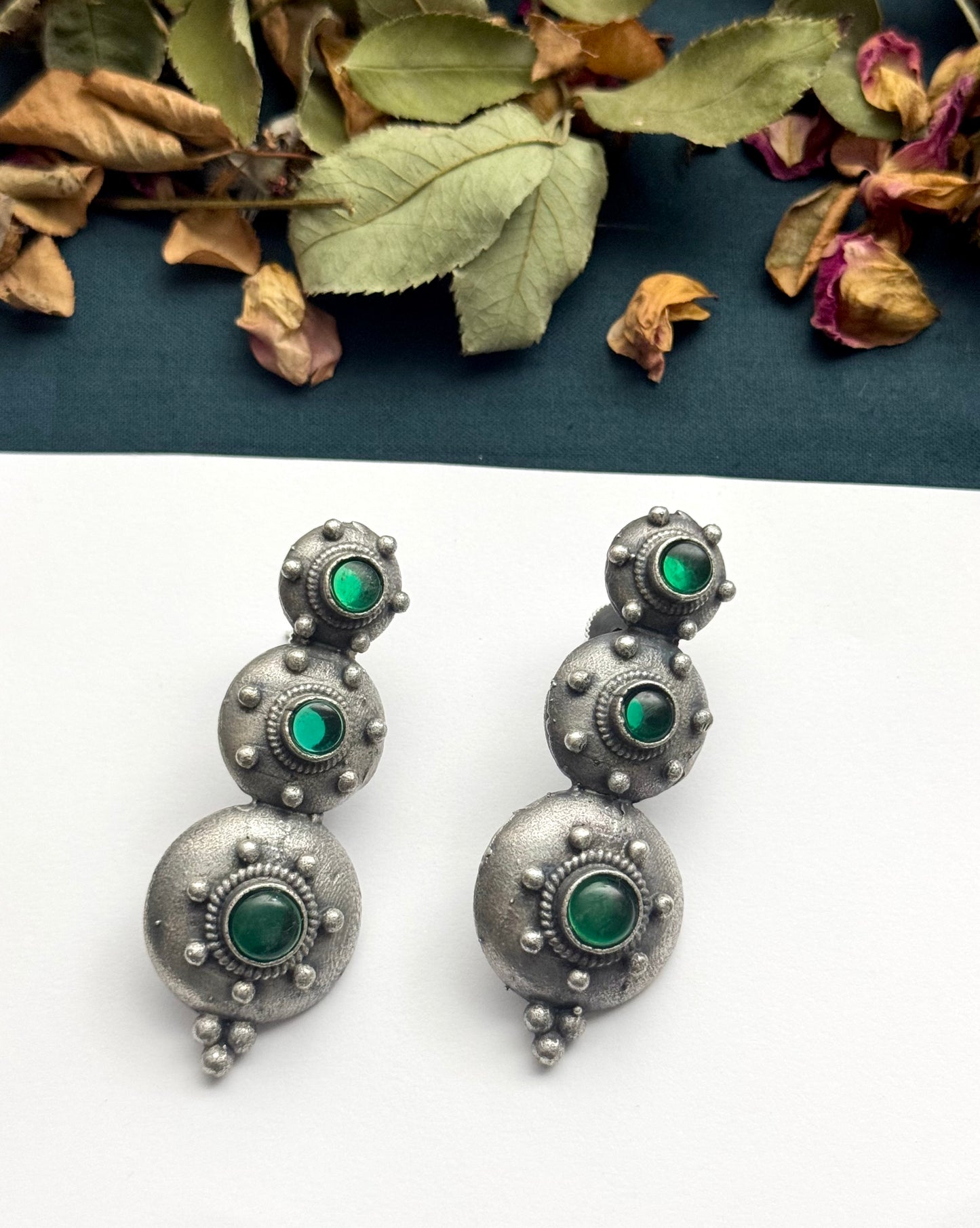 Premium brass made Oxidised Saba Earrings
